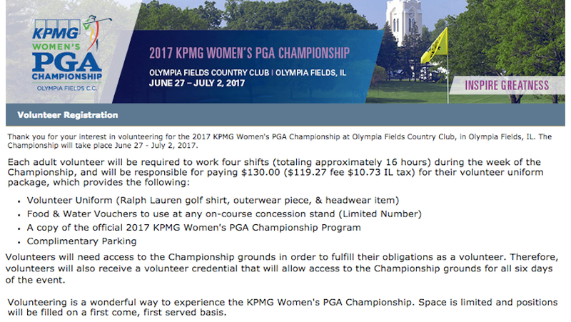 Illustration for article titled It'll Cost You $130 To "Volunteer" At The Women's PGA Championship
